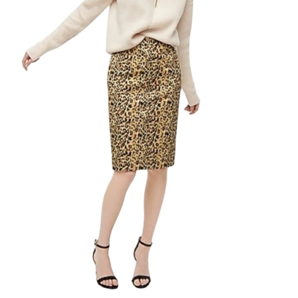 J. Crew Leopard Print Linen No. 2 Pencil Skirt Brown & Cream Sz 2 - Picture 11 of 12